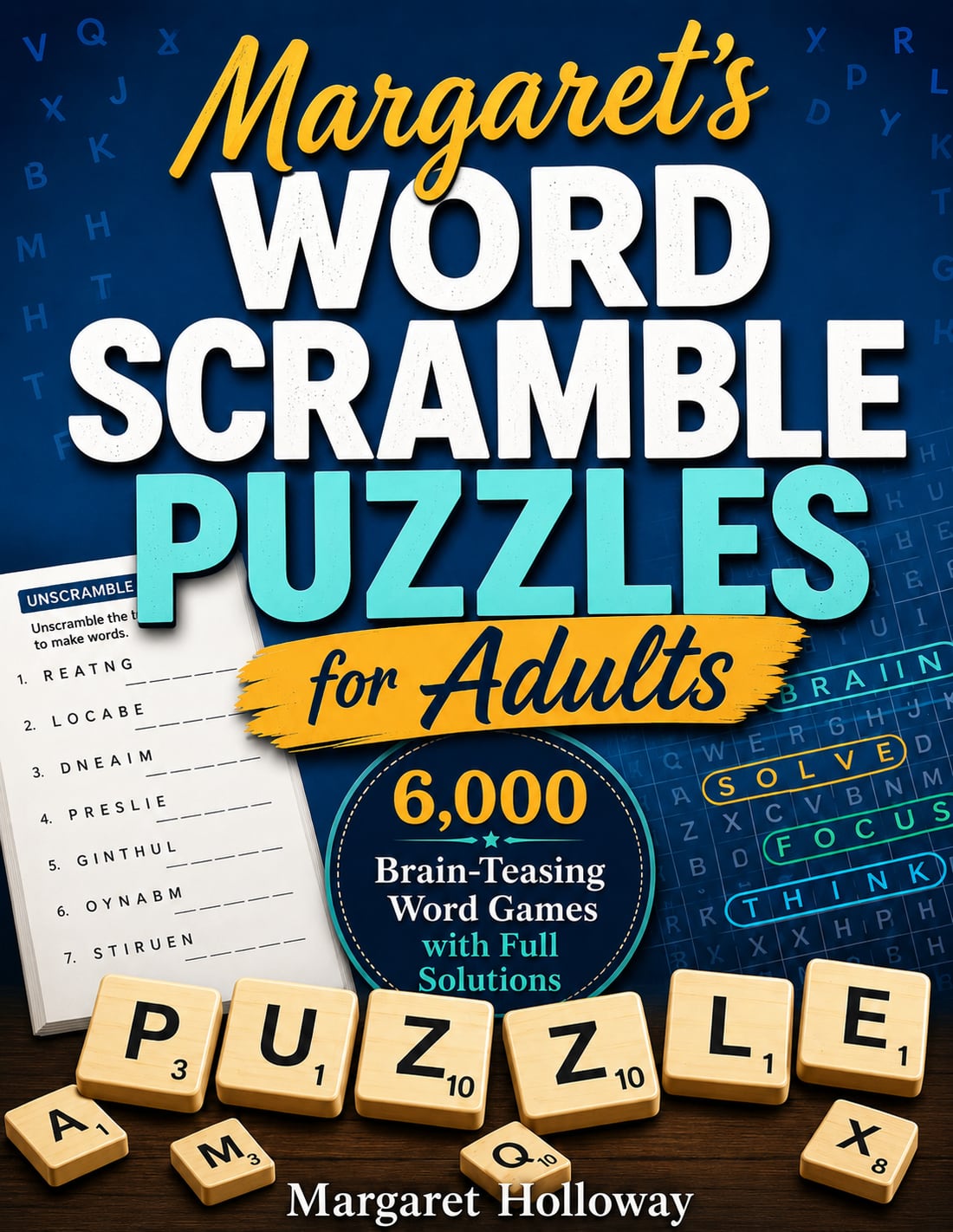 Cover of Margaret's Word Scramble Puzzles for Adults, enlarged