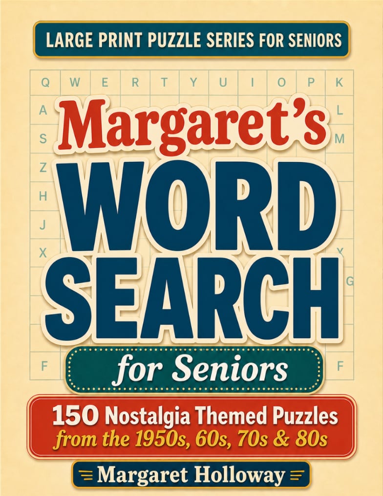 Cover of Margaret's Word Search for Seniors, in Large Print Puzzle Series for Seniors, enlarged
